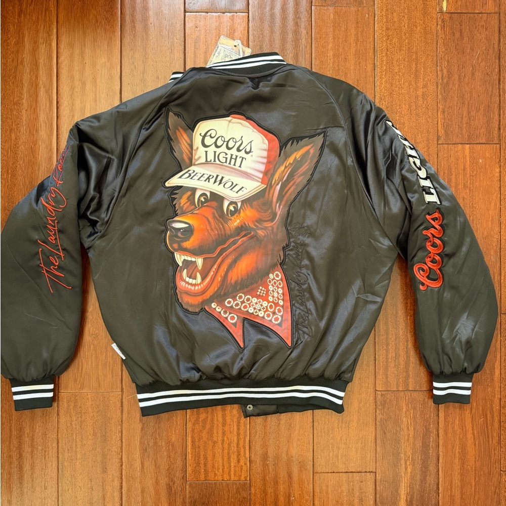 The Laundry Room Coors Light Beer Wolf Varsity Jacket - Black,Bomber Jacket - Picture 11 of 16